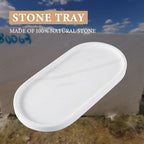Koville White Marble Oval Tray for Bathroom Countertop, Stone Perfume Organizer - Image 3