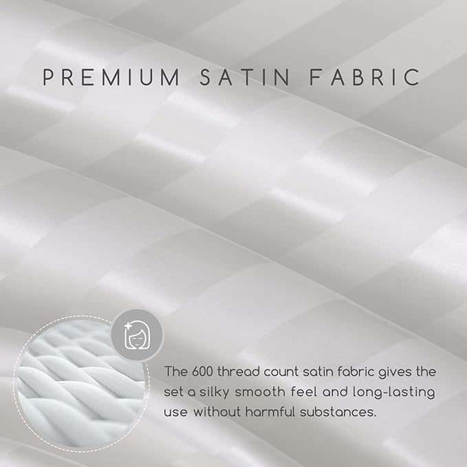MR&HM Satin Bed Sheets, Queen Size Sheets Set - Image 3