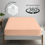 Feather & Stitch 1 Piece Fitted Sheet Full Size, 100% Cotton Damask Sateen Weave - Image 4