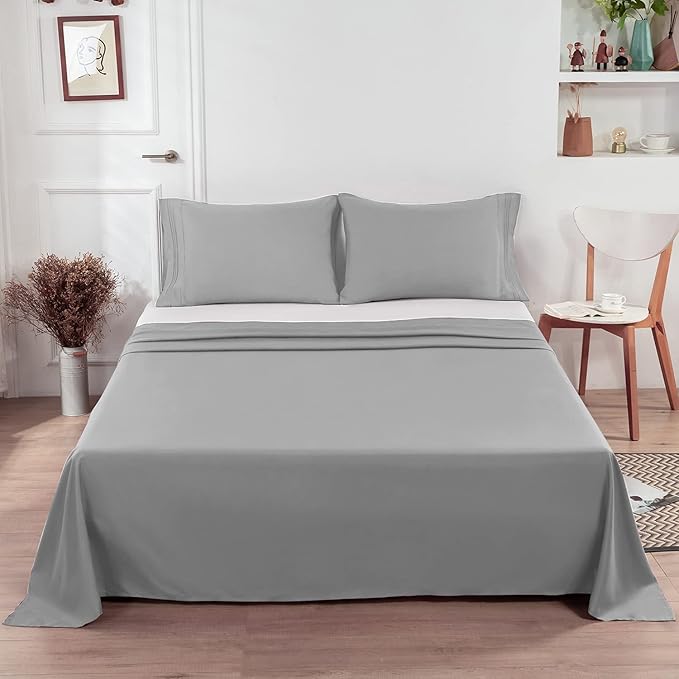 Lirex Flat Sheet, Twin Size Extra Soft Brushed Microfiber Flat White Sheets - Image 6