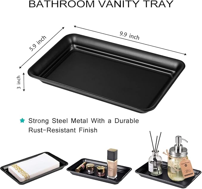 Vintage Farmhouse Decor Metal Vanity Tray, Countertop Guest Hand Towel Paper - Image 4