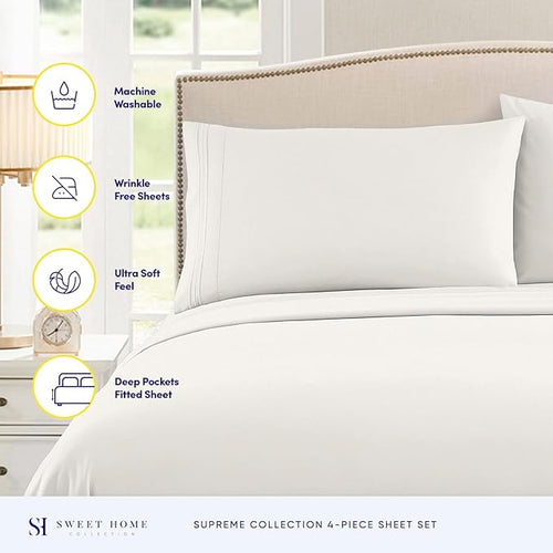1800 Thread Count Sheet Set – Soft Egyptian Quality Brushed Microfiber Sheets – - Image 2