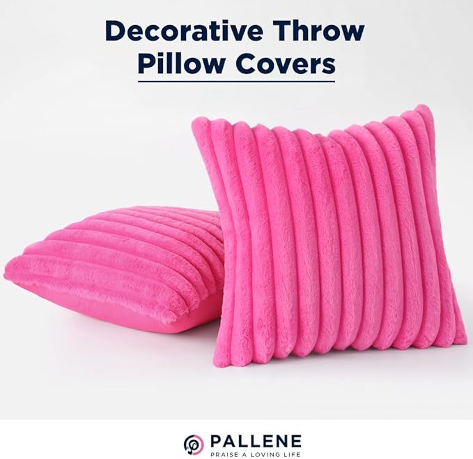 Pallene Faux Fur Plush Throw Pillow Covers 18x18 Set of 2, Luxury Soft Fluffy - Image 7