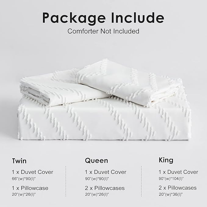 WARMDERN Boho Duvet Cover Set, Tufted Bedding Duvet Covers Soft Washed - Image 8