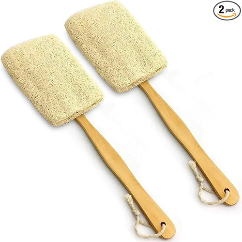 2 Pack Natural Exfoliating Loofah Luffa Loofa Bath Brush On a Stick, Shower by HOME