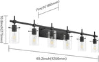 SOLFART Black Vanity Light fixtures 49.2 inch 6 Lights Wall Light Fixtures - Image 3