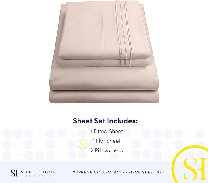 1800 Thread Count Sheet Set – Soft Egyptian Quality Brushed Microfiber Sheets – - Image 4