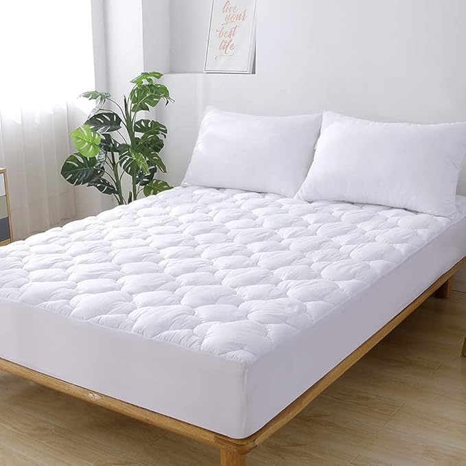 WhatsBedding Waterproof Mattress Pad Cal-King Cotton Top Down Alternative - Image 9