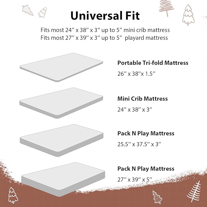 Baby Mini Crib Sheets Boy, Portable 38”x26” Pack and Play Sheets Fitted - Image 8