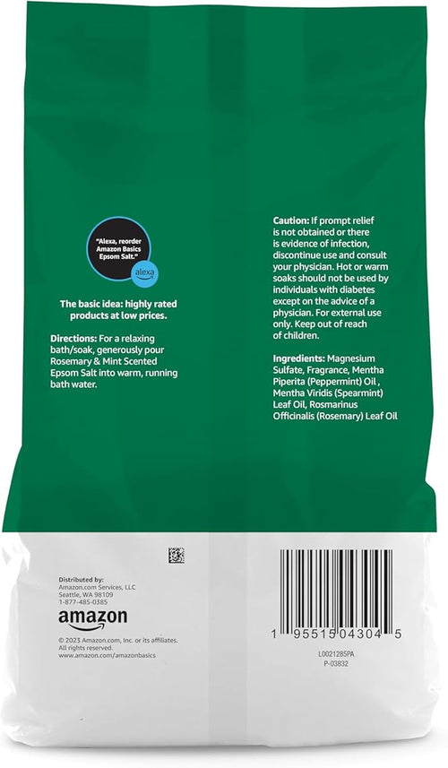 Amazon Basics Epsom Salt Soaking Aid, Soothing Rosemary & Mint Scent, 3 Pound - Image 2