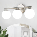 Brushed Nickel Bathroom Light Fixtures 3-Light Globe Vanity Light by foucasalLighting