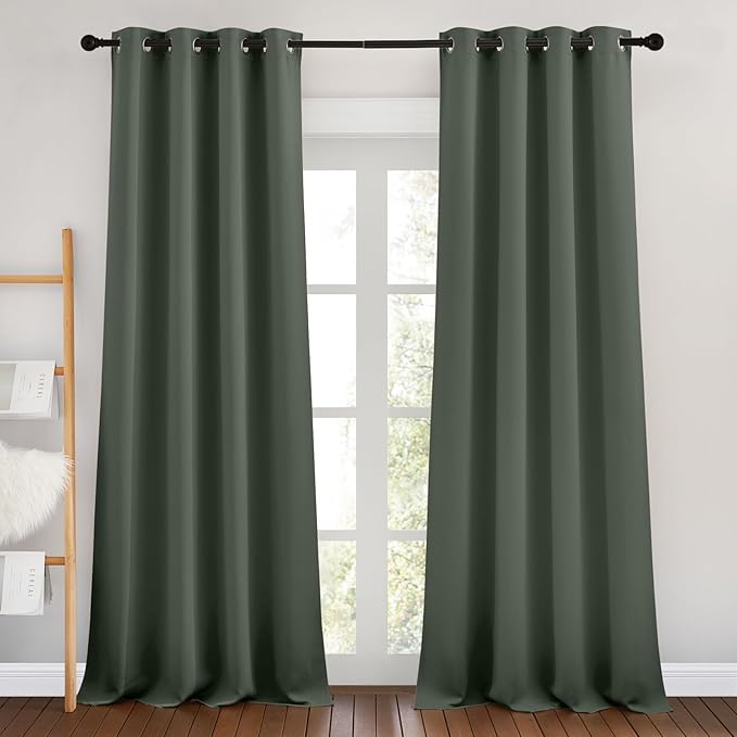 NICETOWN Dark Mallard Room Darkening 102 inch Curtains, Grommet Thermal by NICETOWN