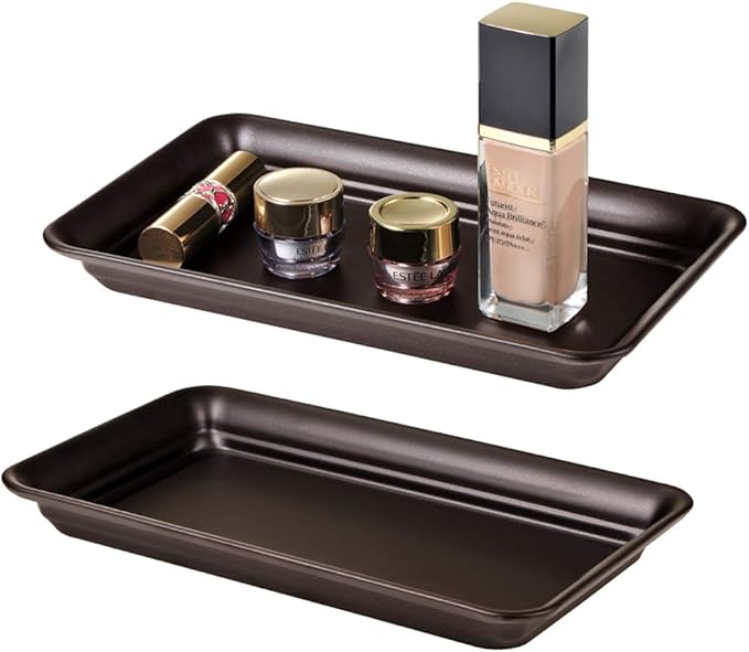 Vintage Farmhouse Decor Metal Vanity Tray, Countertop Guest Hand Towel Storage by SheeChung
