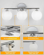 Globe Bathroom Light Fixtures Chrome Vanity Light - Image 5
