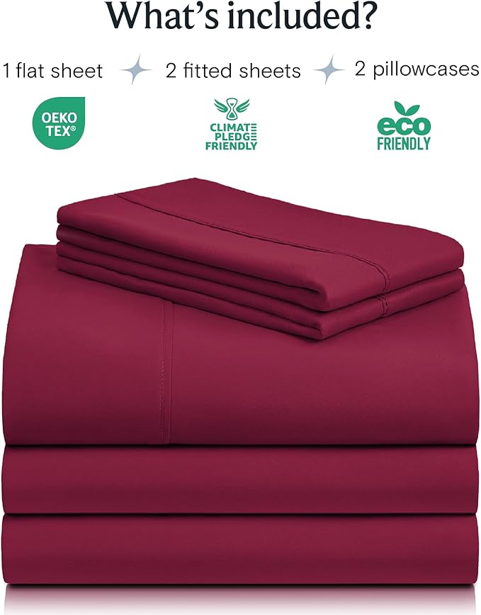 LuxClub 5 PC Split King Sheet Set, Breathable Luxury Bed Sheets, Deep Pockets - Image 2