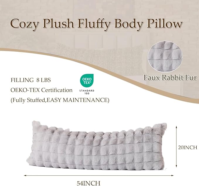 Luxury Shaggy Faux Fur Body Pillow, Fluffy Bed Pillow - Image 3