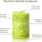 Green Pillar Candles Set of 3 Sage Scented Long Burning Candles 3x4 inch - Image 5