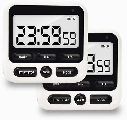 2 Pack Digital Kitchen Timer NKOVE 24 Hour Clock and Alarm Function by Nkove