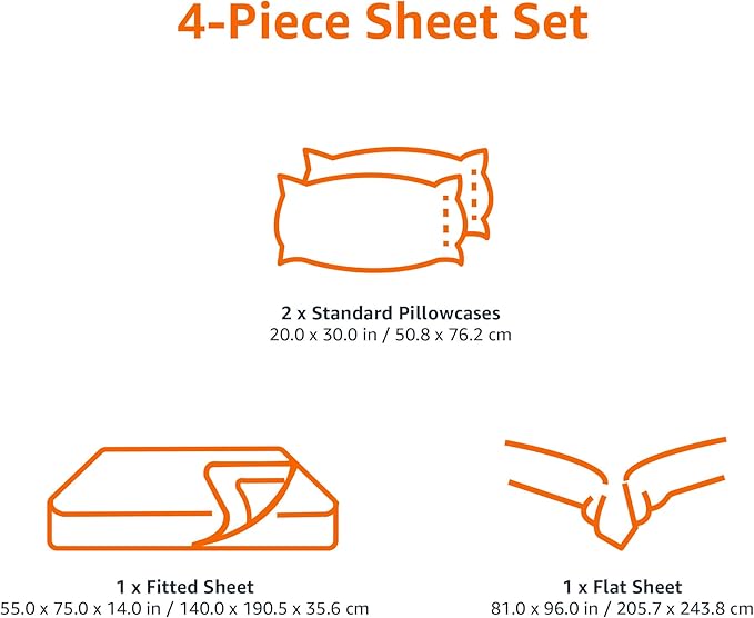 Amazon Basics Kid's Breathable Soft Microfiber 4-Piece Sheet Set, Bright Aqua - Image 5
