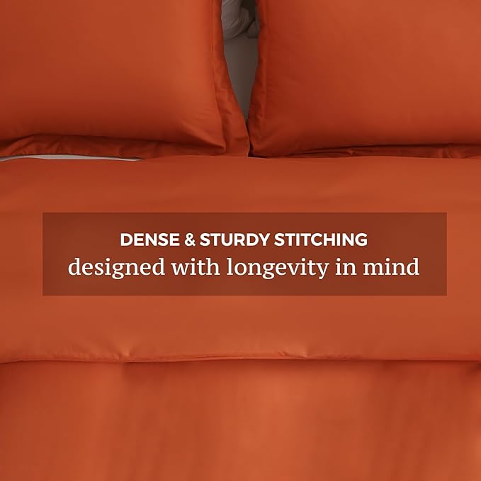 JSD Burnt Orange Duvet Cover Set Twin Size, 2 Piece Microfiber Kids Duvet Cover - Image 5