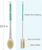 Shower Brush with Soft and Stiff Bristles, Long Handle Dual-Sided Back Scrubber - Image 3