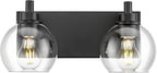 Bathroom Light Fixtures, 2 Light Matte Black Vanity Light, Modern Wall Sconces by Metwet