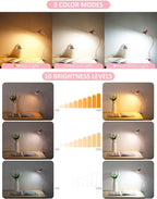 Clip on Light USB Reading Light, Eye Care Dimmable Reading Lamp Flexible Goose - Image 2