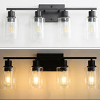 Bathroom Vanity Light Fixtures, 4-Light Matte Black Bathroom Lights, Wall - Image 4