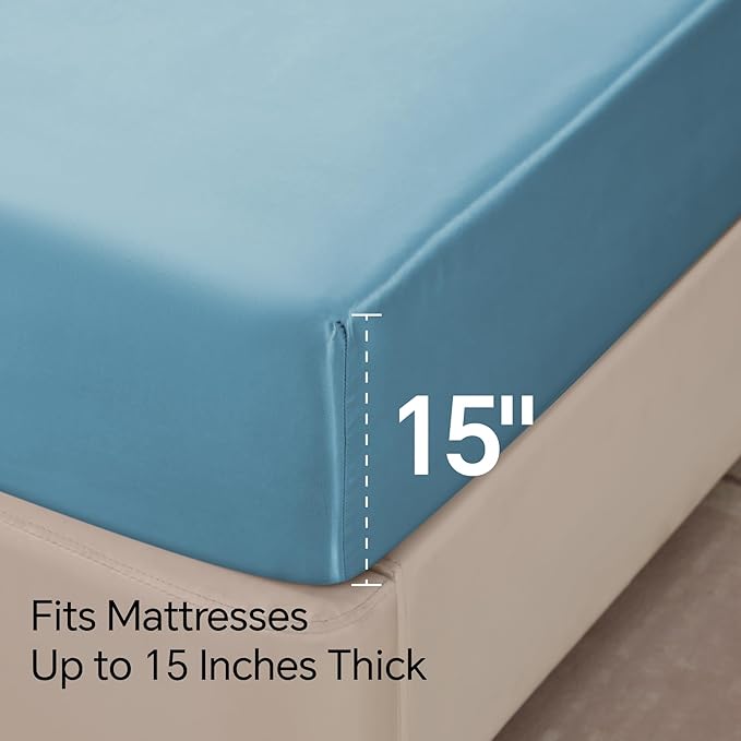 BEDELITE Satin Fitted Sheet and Pillowcase Set, Luxury Soft Similar to Silk - Image 5