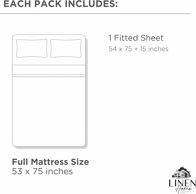 Linen Home 100% Cotton Percale Weave Fitted Sheet Full Size, Deep Pocket Fits - Image 6