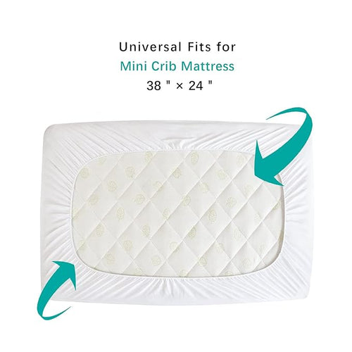 2 Pack Mini Crib Mattress Protector Waterproof Mini Crib Sheets Fitted 38'' x - Image 2