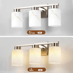 3-Light Bathroom Light Fixtures, Modern Vanity Lights, Brushed Nickel Metal - Image 4