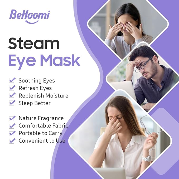 BeHoomi Steam Eye Mask, Self Heating Disposable SPA Warm Compress - Image 3