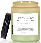 M&SENSE Eucalyptus & Mint Scented Jar Candle, Large 19.4oz Natural Soy Wax by MSENSE