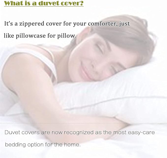 FADFAY Floral Duvet Cover Set 100% Cotton Green Striped and Beige Bedding White - Image 4
