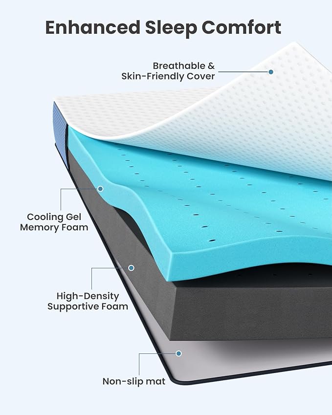 PERLECARE 3 Inch Firm Mattress Topper Full Size, Cooling Gel-Infused & Bamboo - Image 2