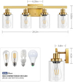Bathroom Vanity Light, 4-Light Modern Matte Gold Wall Sconce Lighting - Image 4
