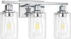 3 Light Vanity Light Fixtures, Polished Chrome Bathroom Wall Sconces, Modern - Image 6