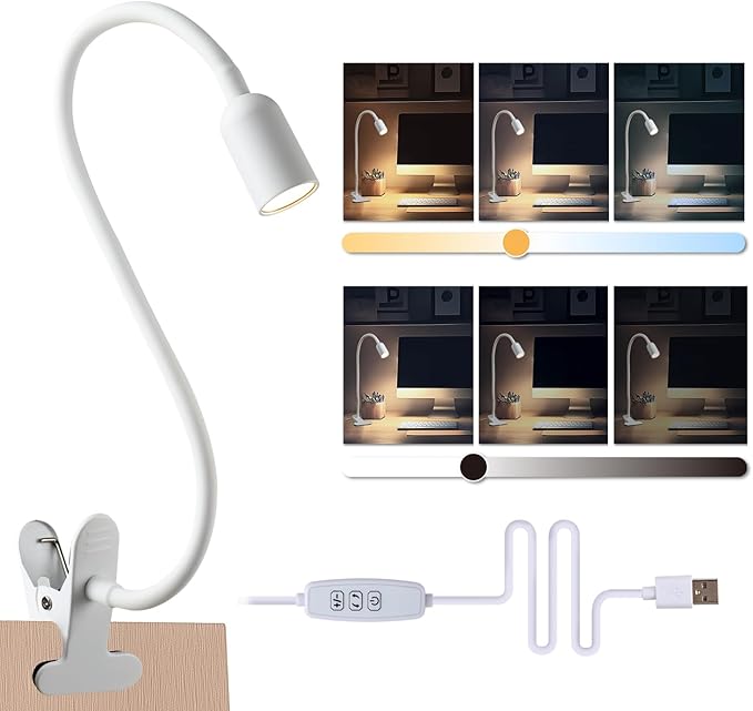 LED Reading Lights for Bed Headboard, Clip on Spotlight Lamp for Desk, Dorm Bed by DAMI