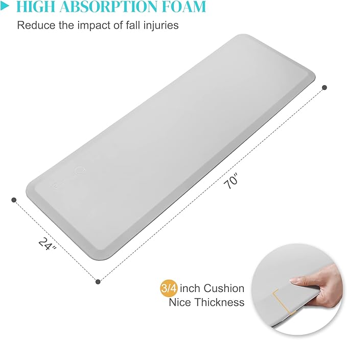 70"x24"x3/4" Thick Medical Bedside Fall Safety Protection Floor Mat - Image 9
