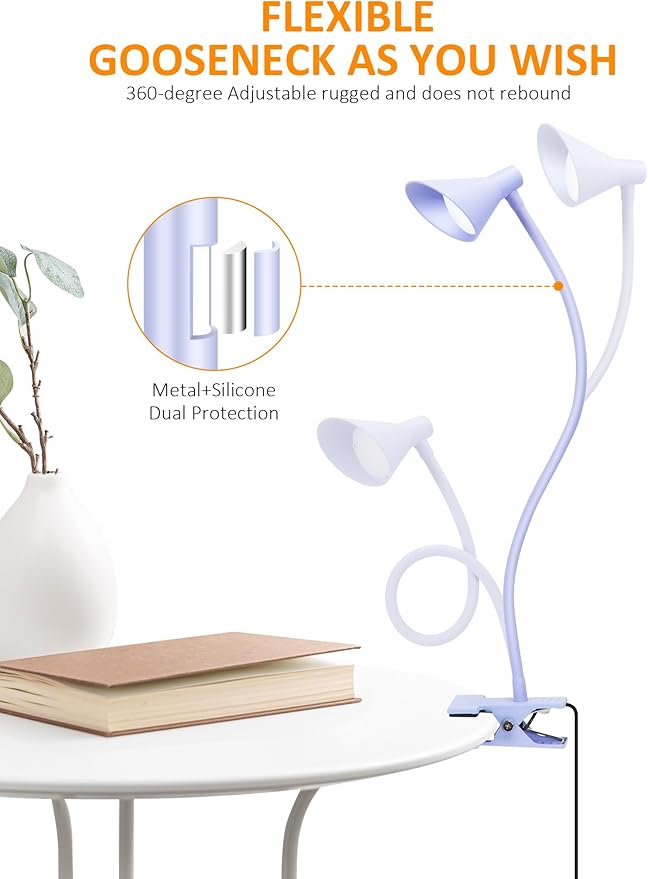Clip on Light USB Reading Light, Eye Care Dimmable Reading Lamp Flexible - Image 4