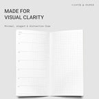 Cloth & Paper Travel Notebook | Weekly Planner Graph – Matcha | A5 Slim Weekly - Image 2