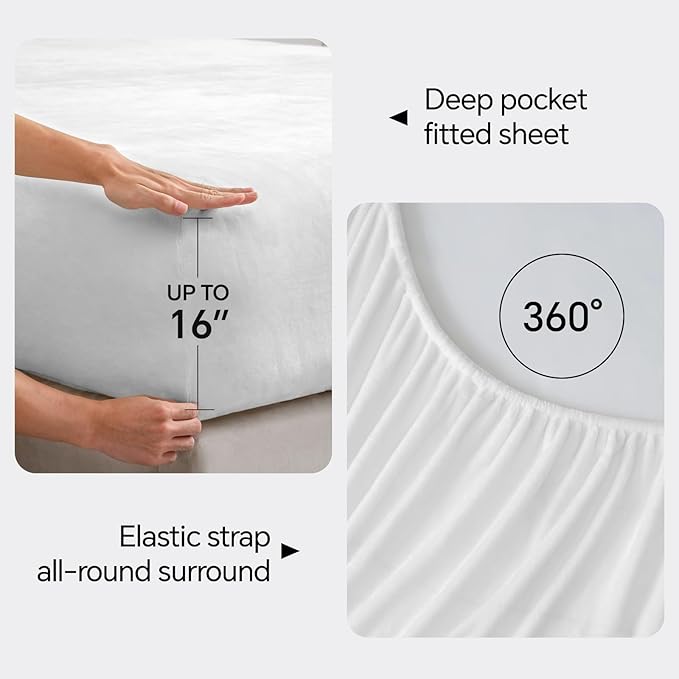 BEDELITE Flannel Sheets Queen Size Bright White - Image 4