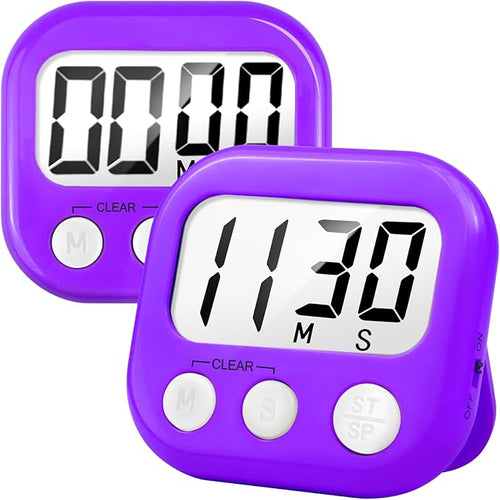 2 Pack Digital Kitchen Timer for Cooking Big Digits Loud Alarm Magnetic Backing by AOUCE