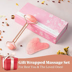 Jade Roller & GuaSha Set-Facial Beauty Roller Skin Care Tools, Rose Quartz - Image 5