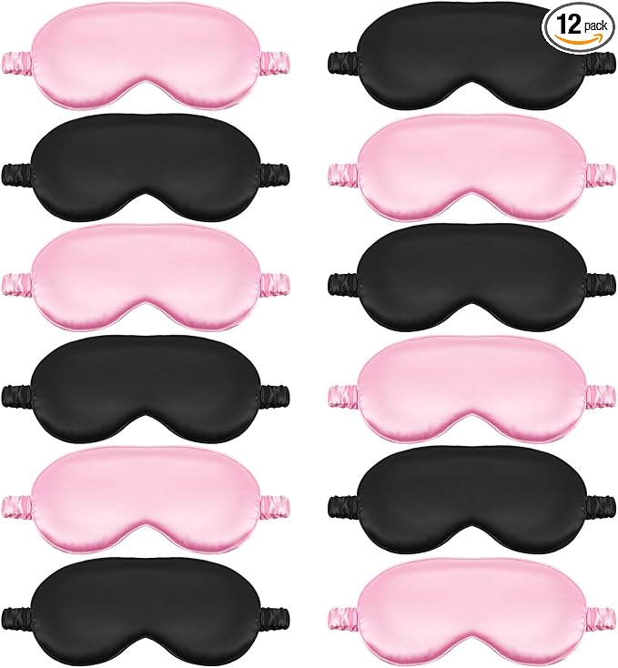 Cutecrop 12 Pcs Silk Sleep Masks Soft Satin Eye Masks by Cutecrop