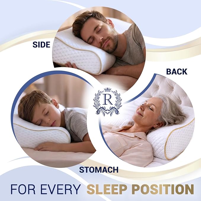 Royal Therapy 2-Pack Queen Memory Foam Pillow, Queen Contour Pillow, Orthopedic - Image 8