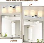 3-Light Bathroom Light Fixtures, Modern Vanity Lights, Chrome Metal Wall Lamp - Image 4