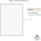 Linen Home 100% Cotton Percale Weave Fitted Sheet, Queen Size, Snow White - Image 6