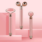 3-IN-1 Electric Jade Roller 3D Roller Facial Roller & Face Massager, Rose Quartz - Image 9